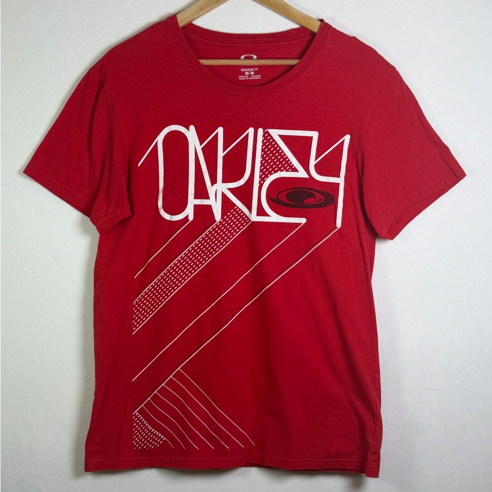Oakley Men’s Graphic Logo T-Shirt Red | Y2K Archive Style Streetwear Tee Sz M